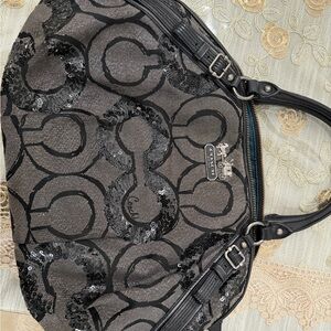 Vintage Coach Black and Silver Sequin Shoulder Bag